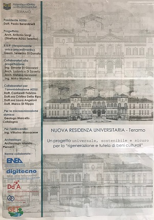 Frontespizio progetto nuova residenza universitaria